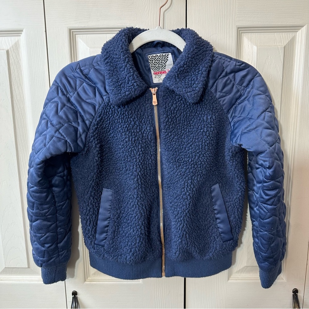 Kensie Girl Teddy Faux Sherpa Star Quilted Sleeves Jacket Girls Size 10/12
